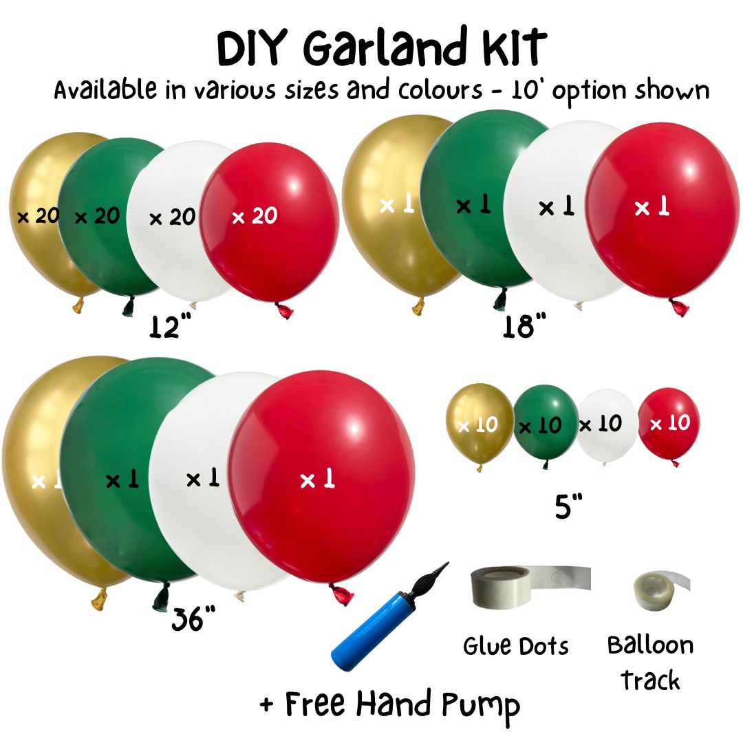 Christmas DIY 4 Colour Balloon Garland Kit (103pcs)